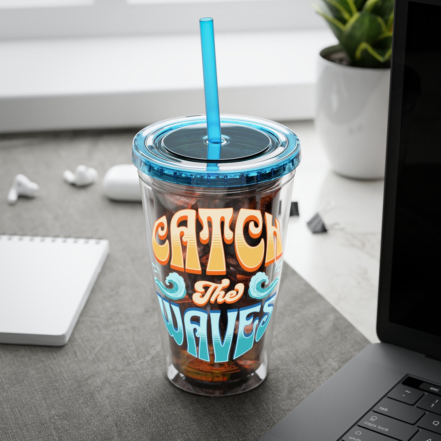 Catch the Waves 16oz Insulated Tumbler with Straw