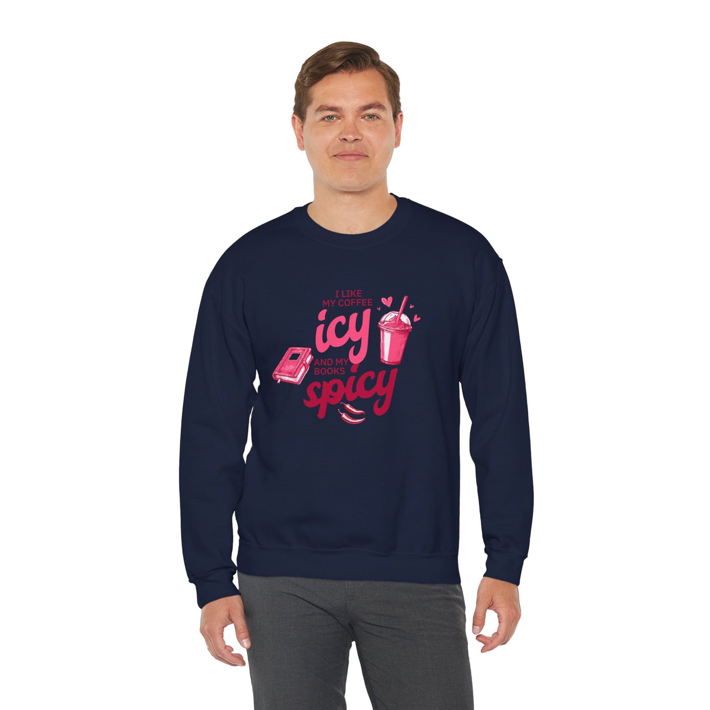 Icy Coffee Spicy Books Unisex Crewneck Sweatshirt