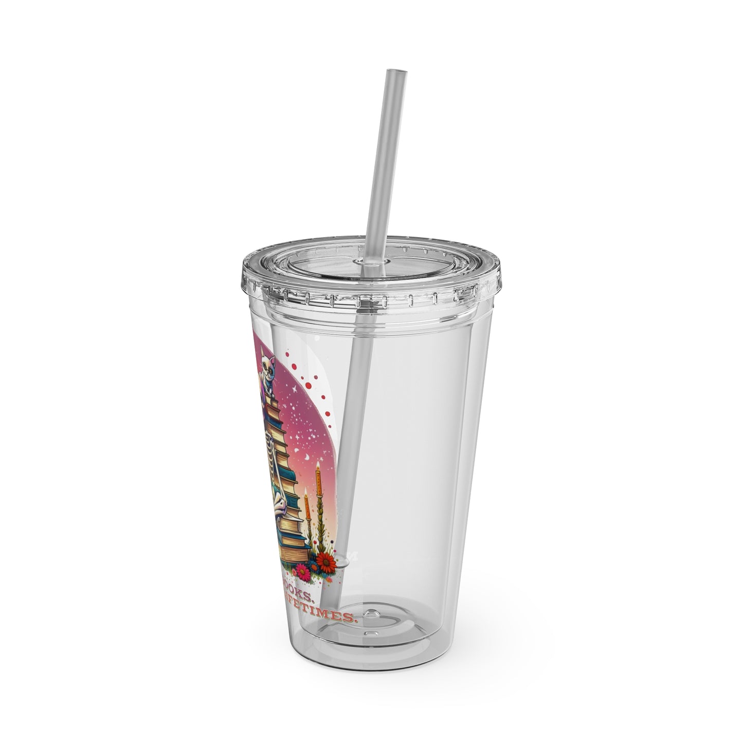 So Many Books 16oz Insulated Tumbler with Straw