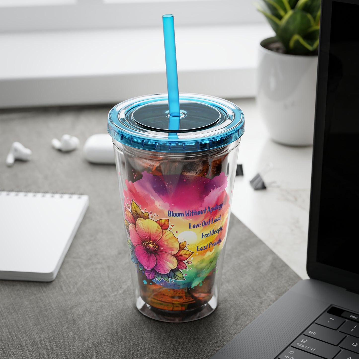 Bloom Without Apology 16oz. Insulated Tumbler with Straw