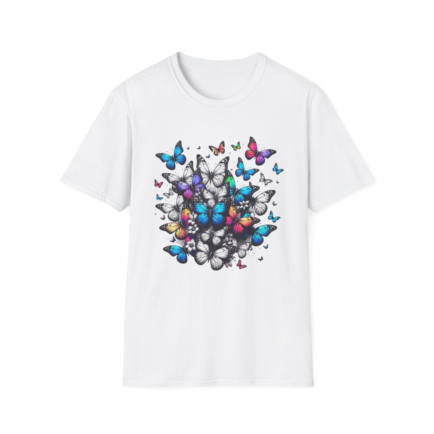 Colorful Butterfly Cluster Unisex Graphic T-Shirt