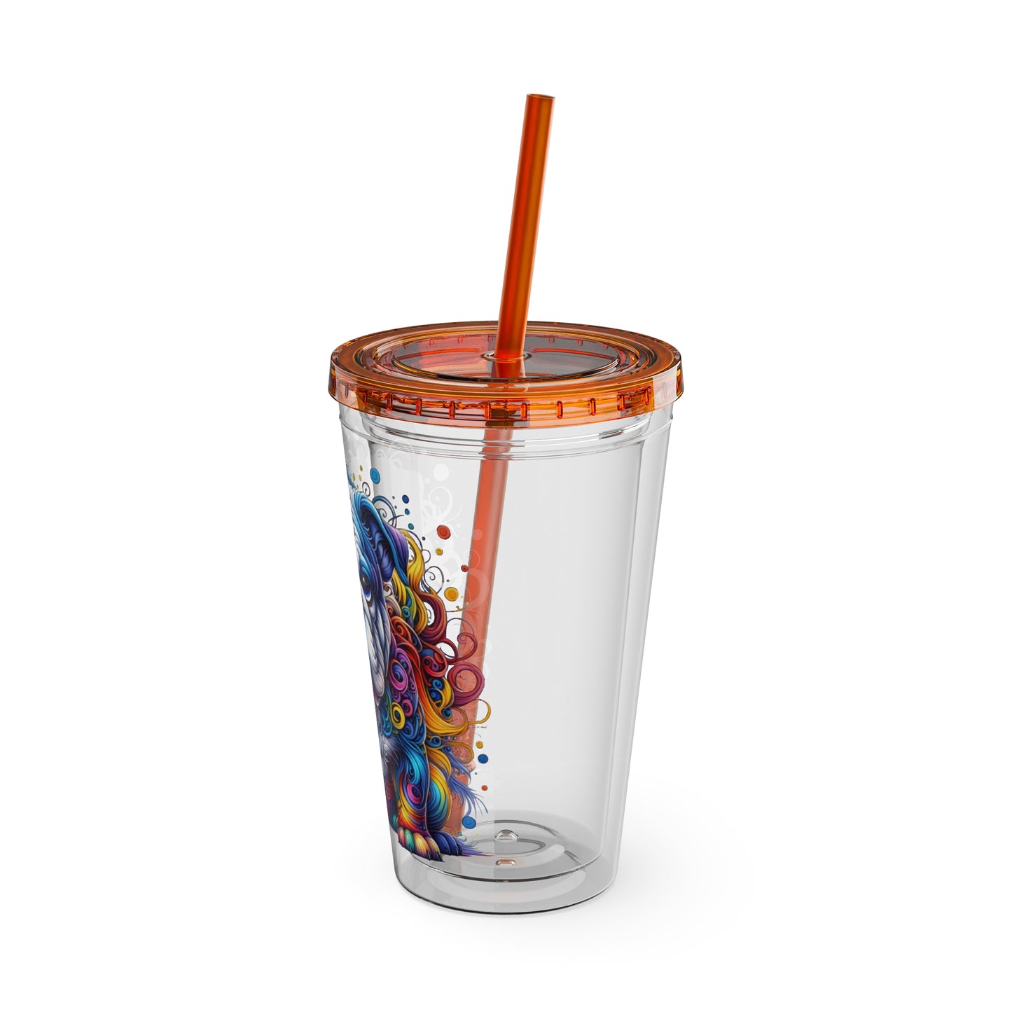 Colorful Bulldog 16oz. Insulated Tumbler with Straw