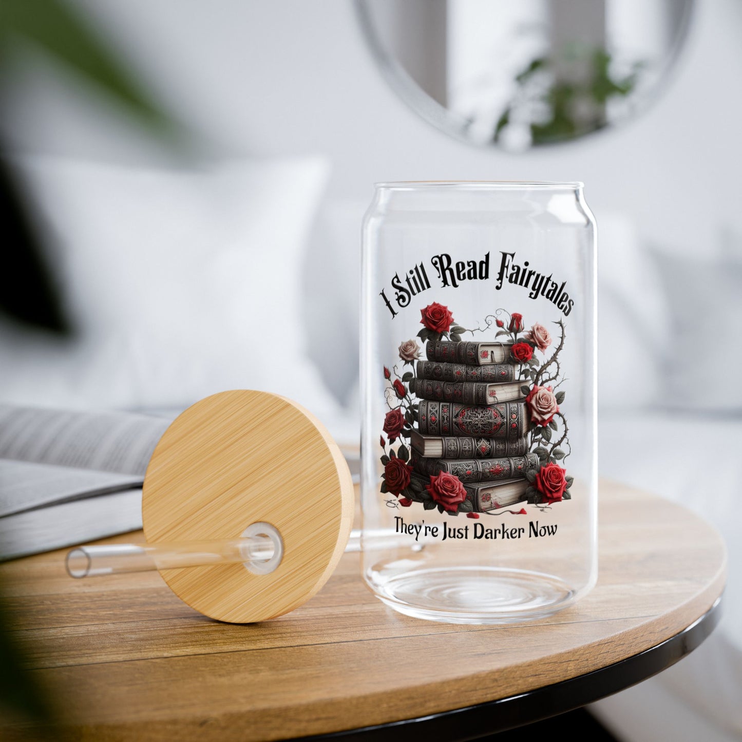 Dark Fairytale 16oz Sipper Glass with Bamboo Lid and Straw