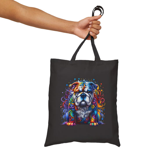 Colorful Bulldog Cotton Canvas Tote Bag