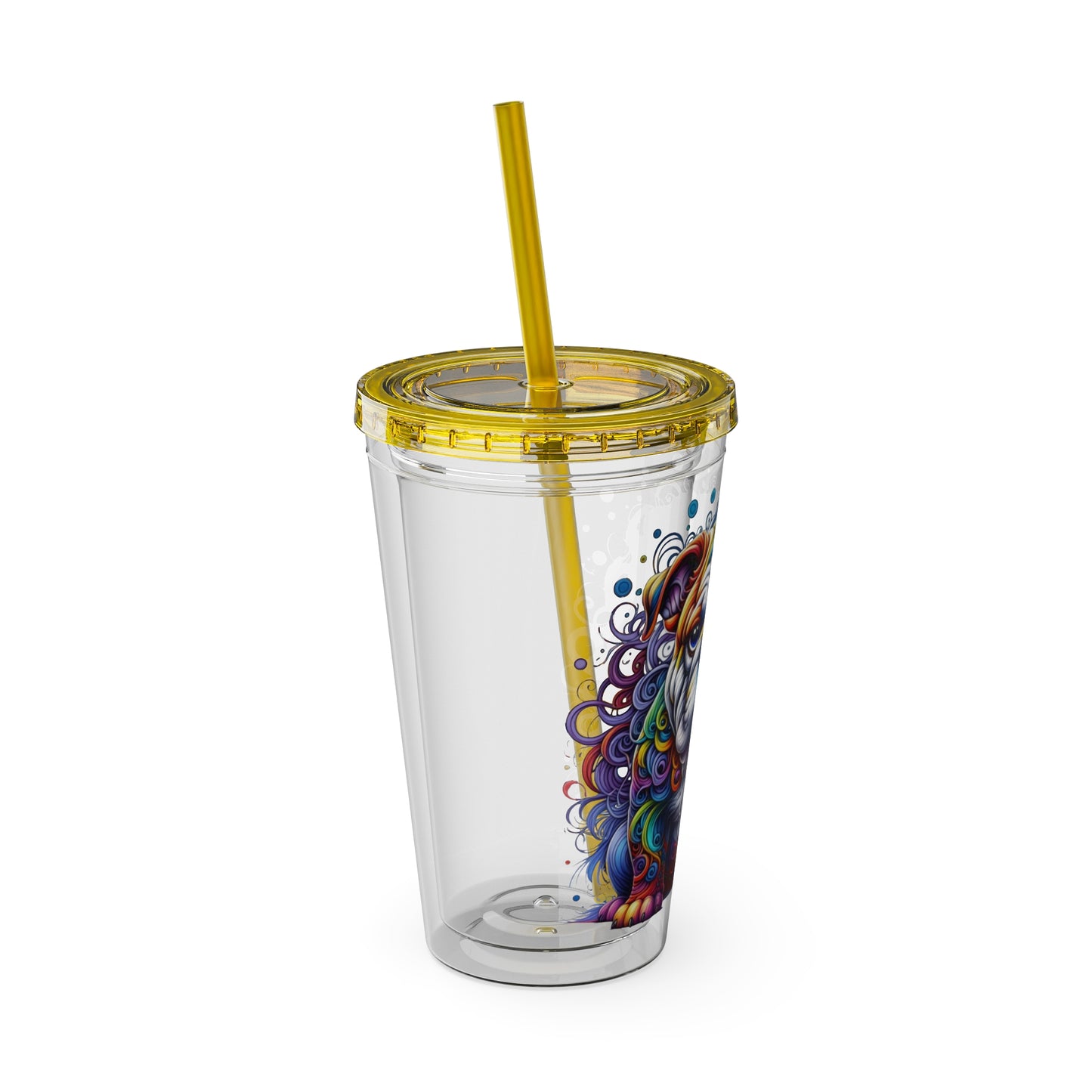 Colorful Bulldog 16oz. Insulated Tumbler with Straw