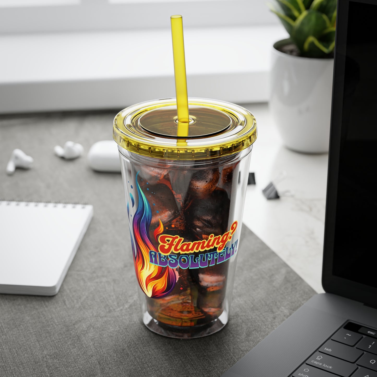 Flaming Pride 16oz Insulated Tumbler with Straw