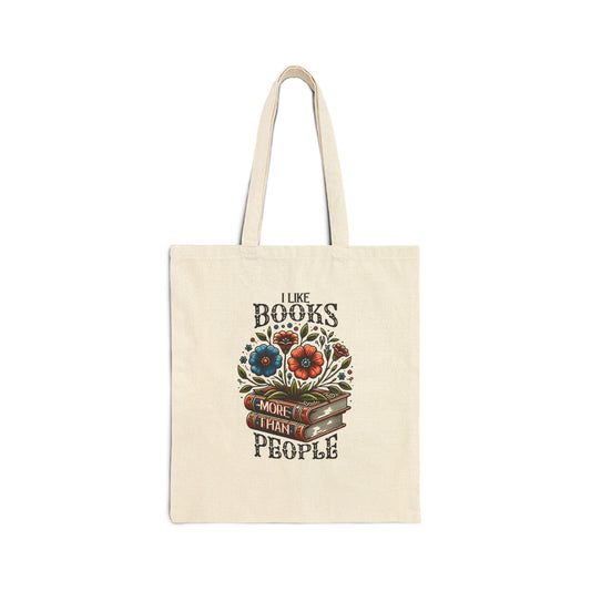 Books More Than People Cotton Canvas Tote Bag