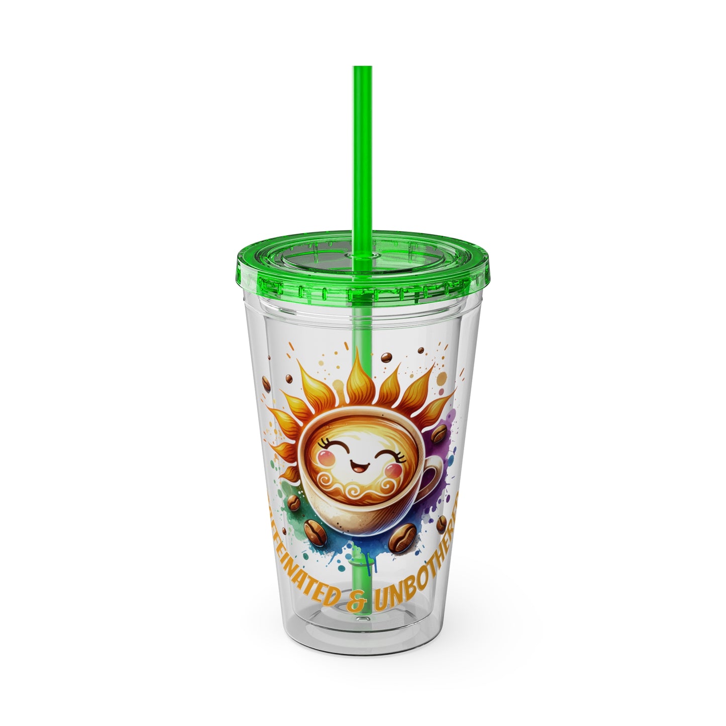 Caffeinated & Unbothered 16oz Insulated Tumbler with Straw