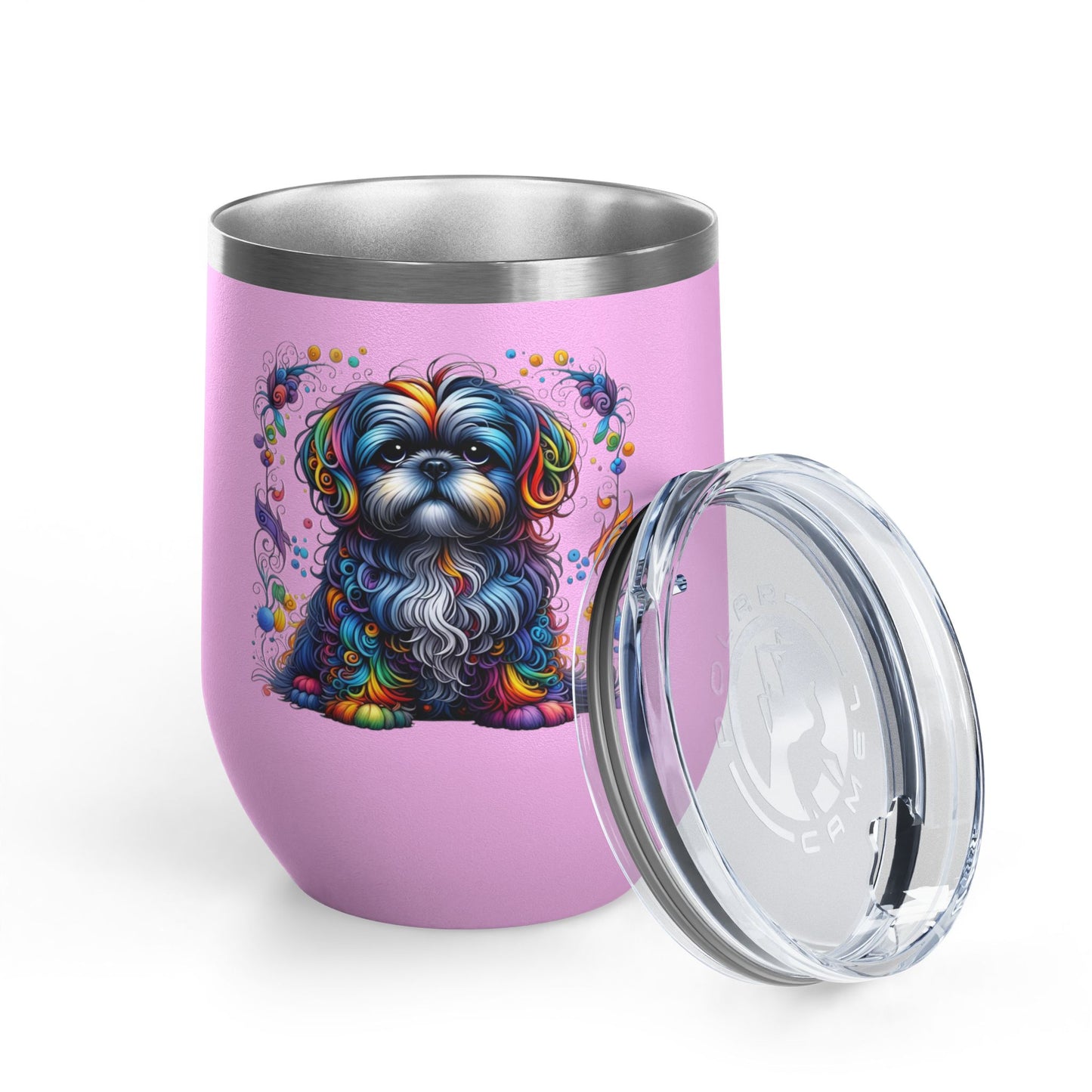 Colorful Shih Tzu 12oz Insulated Wine Tumbler