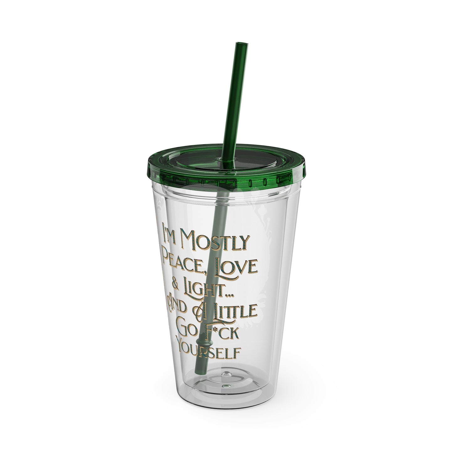 Peace Love Light F* Yourself 16oz Insulated Tumbler with Straw
