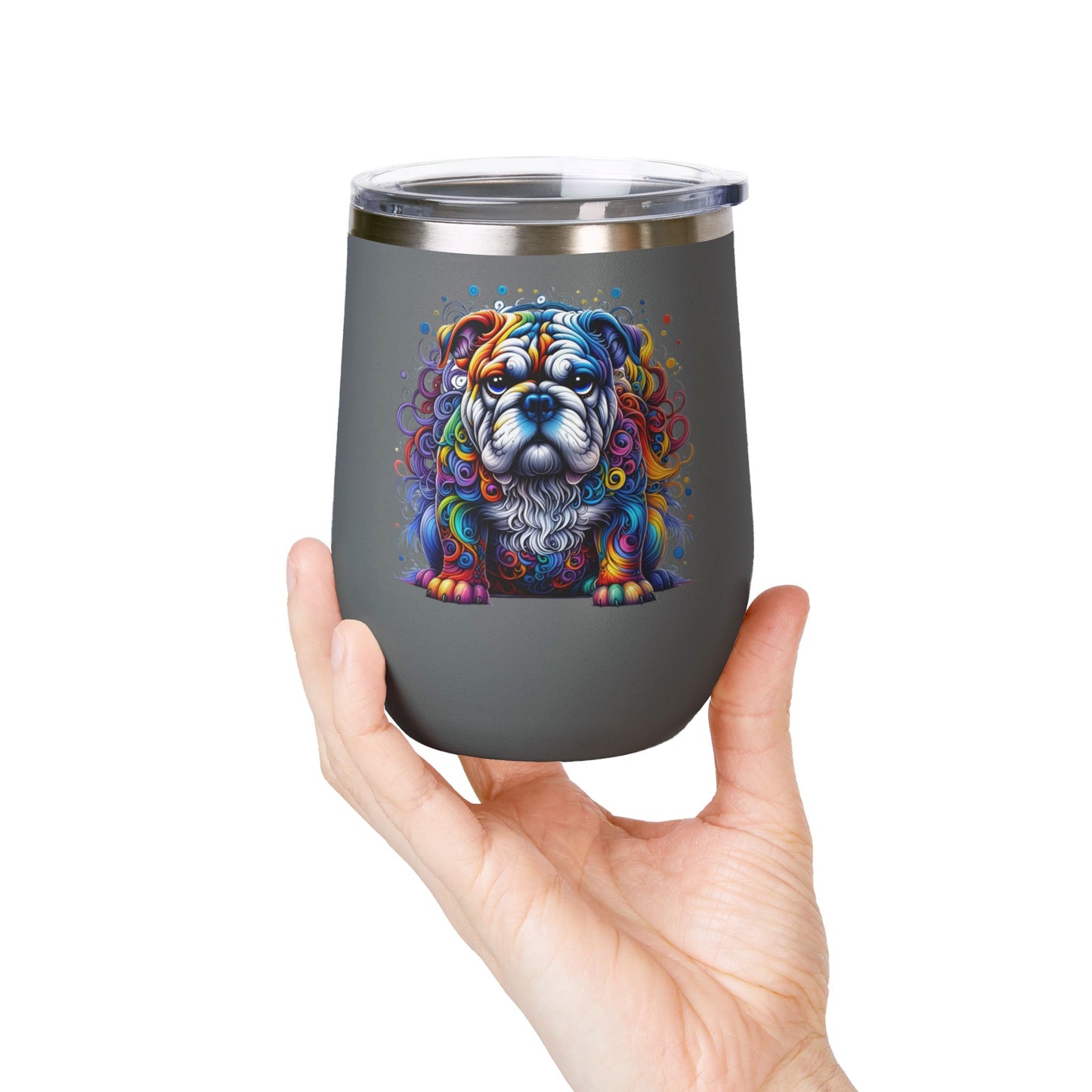 Colorful Bulldog 12oz. Insulated Wine Tumbler