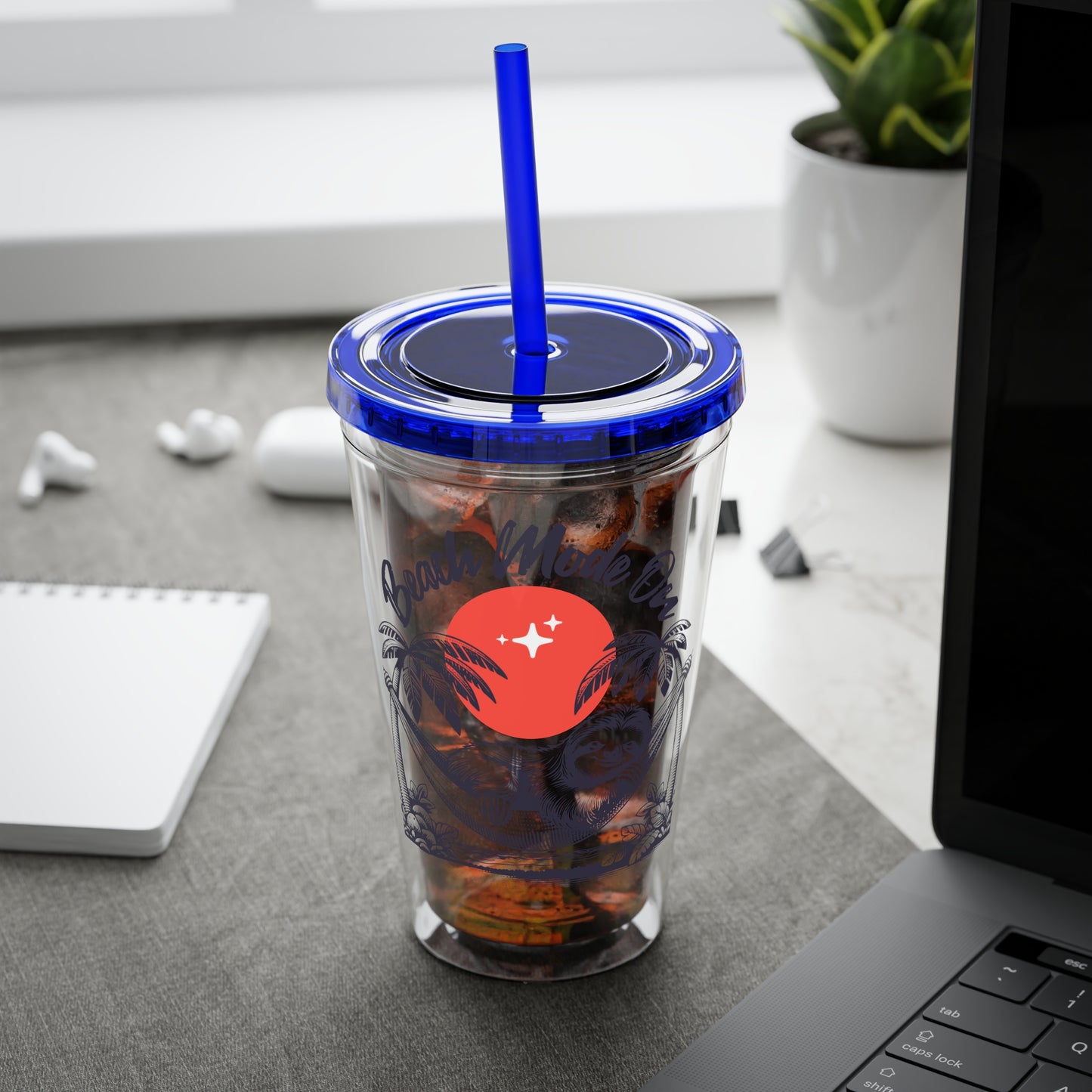 Beach Mode On 16oz Insulated Tumbler with Straw
