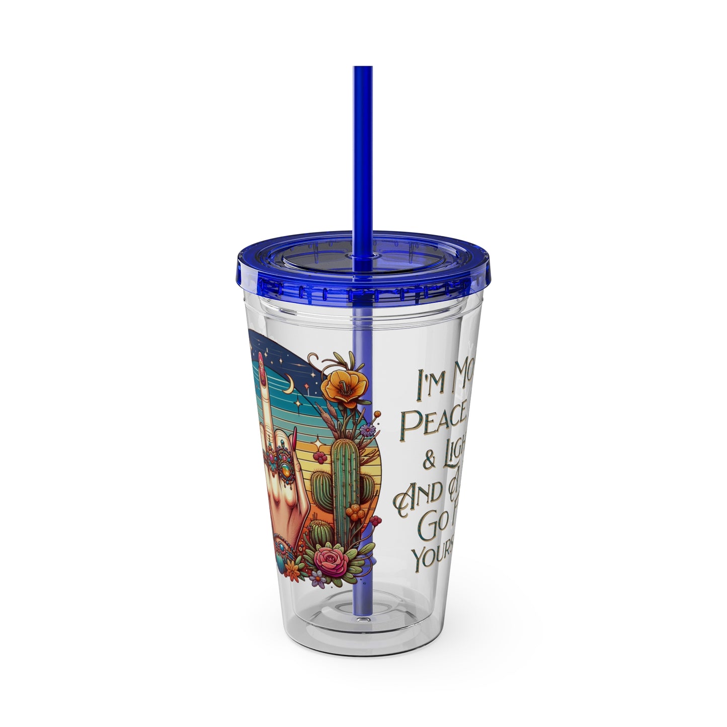 Peace Love Light F* Yourself 16oz Insulated Tumbler with Straw