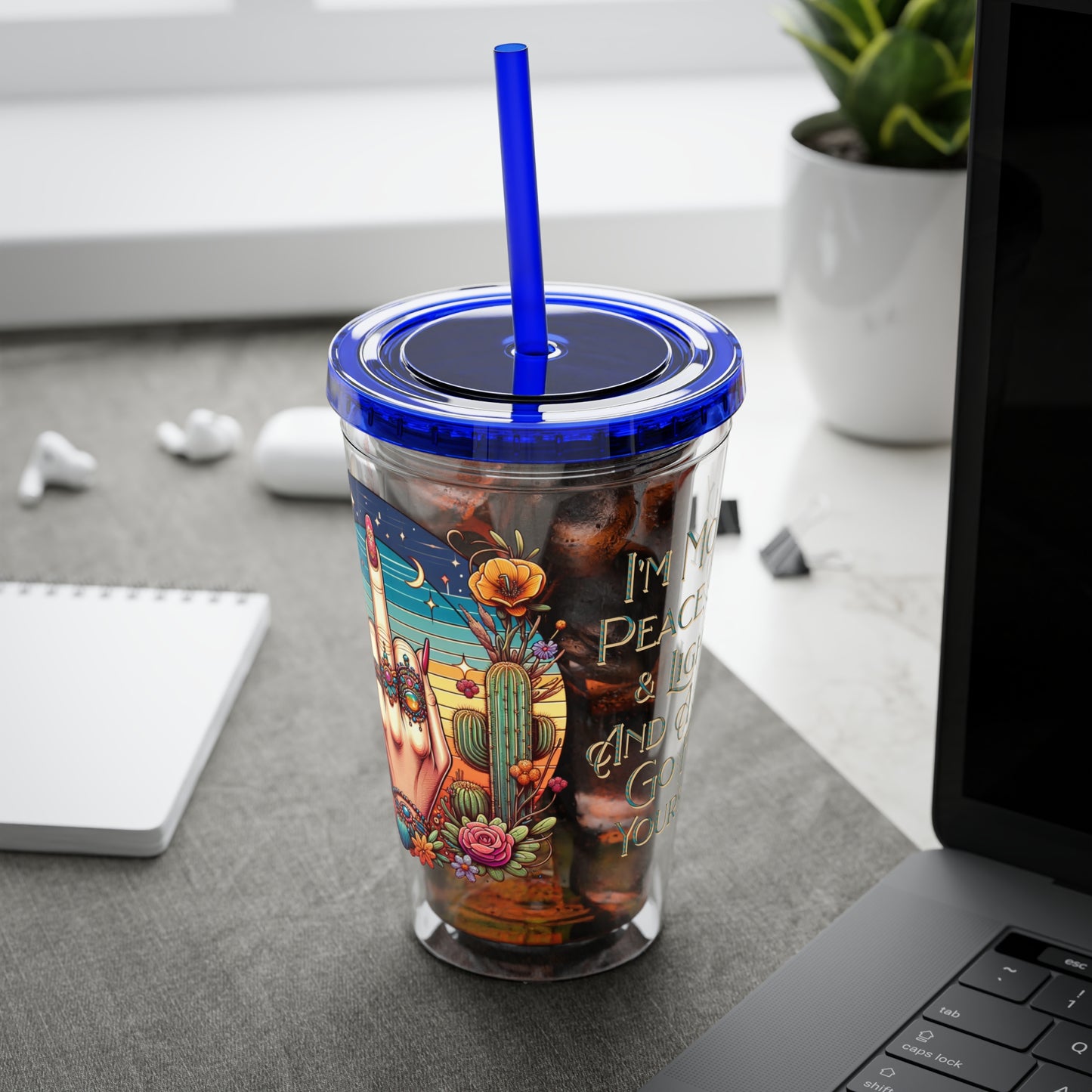 Peace Love Light F* Yourself 16oz Insulated Tumbler with Straw