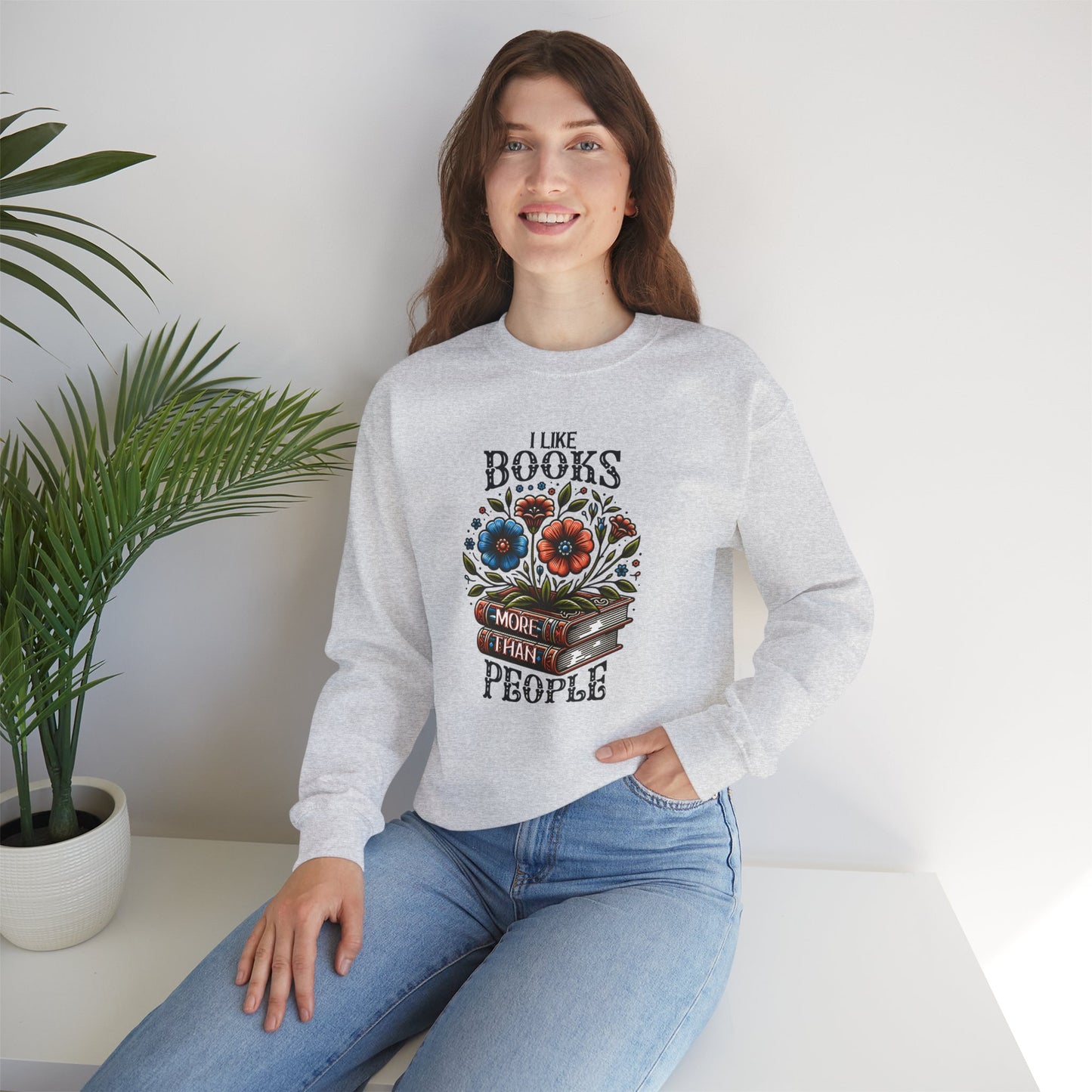 Books More Than People Crewneck Sweatshirt