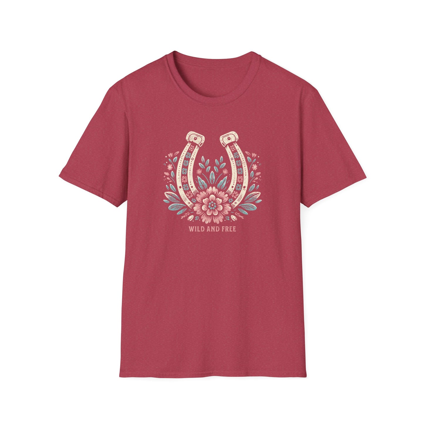 Wild and Free Horseshoe Floral Unisex Graphic T-Shirt