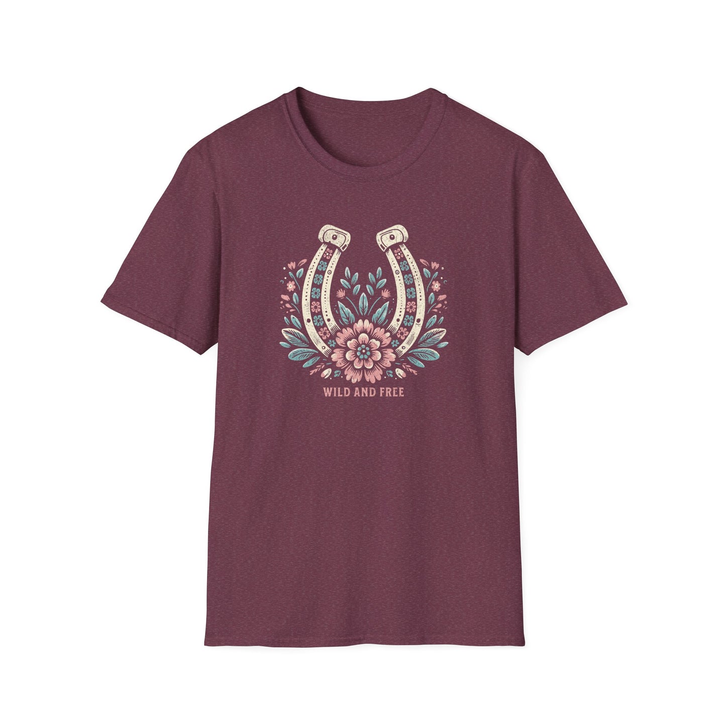 Wild and Free Horseshoe Floral Unisex Graphic T-Shirt