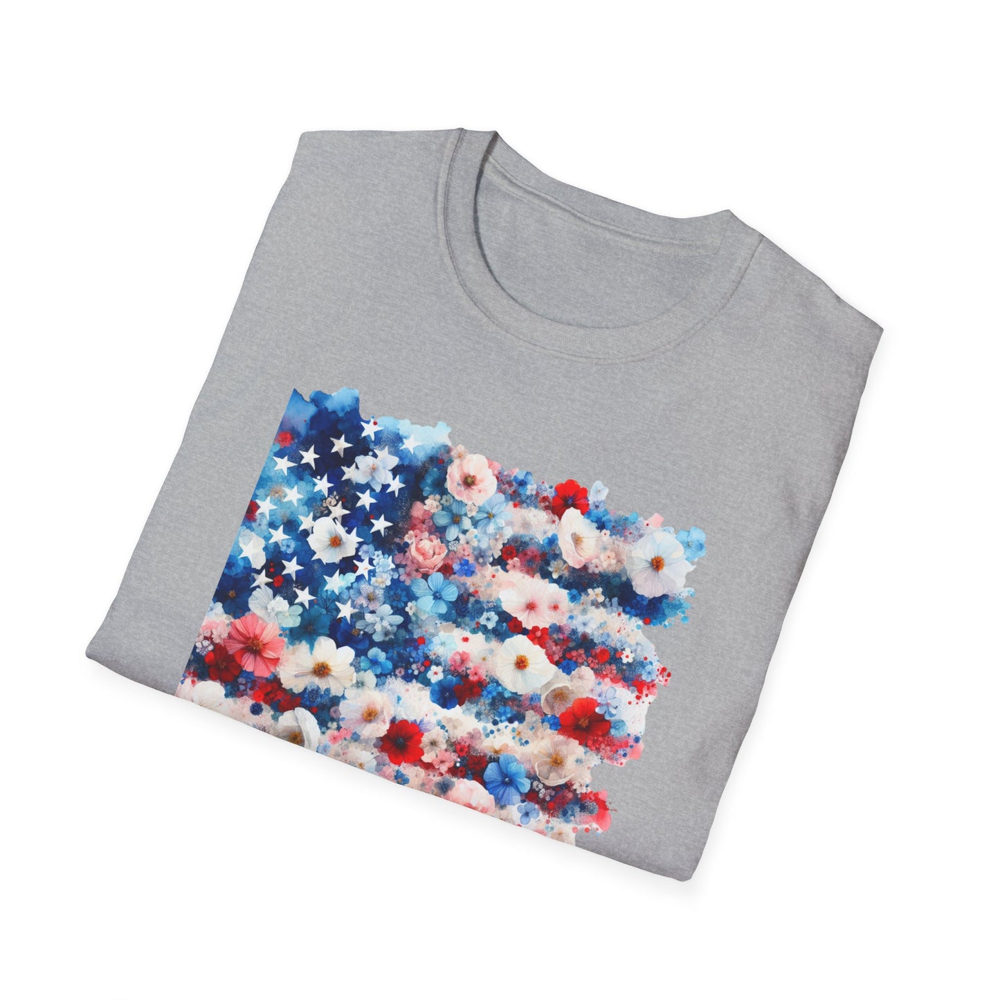 Patriotic Floral Freedom in Full Bloom Unisex Graphic T-Shirt