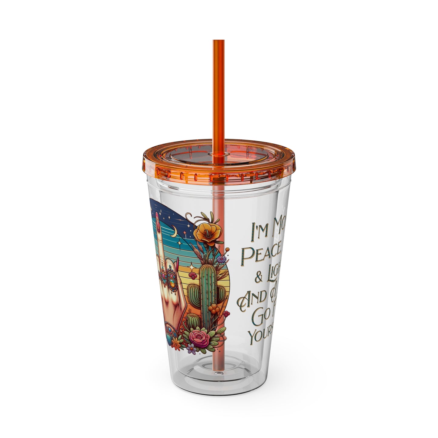Peace Love Light F* Yourself 16oz Insulated Tumbler with Straw