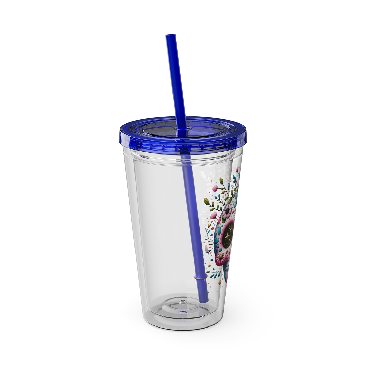 Sugar Skull 16oz Insulated Tumbler with Straw