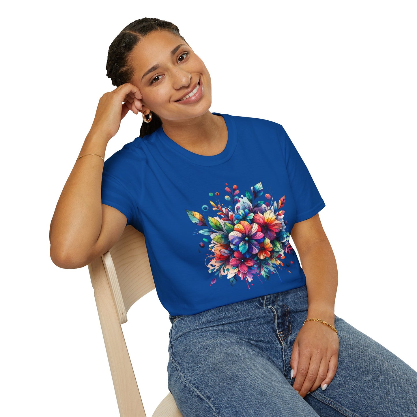 Rainbow Floral Explosion Unisex Graphic T-Shirt