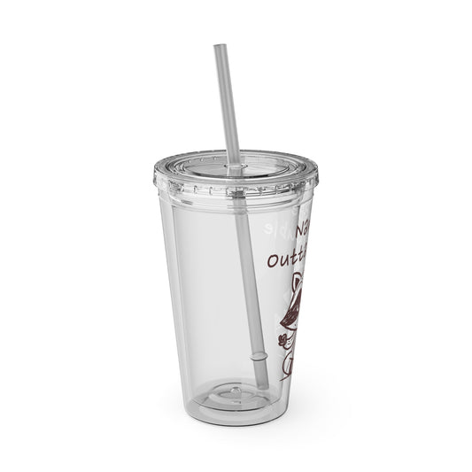 Namaste Outta Trouble Raccoon 16oz. Insulated Tumbler with Straw