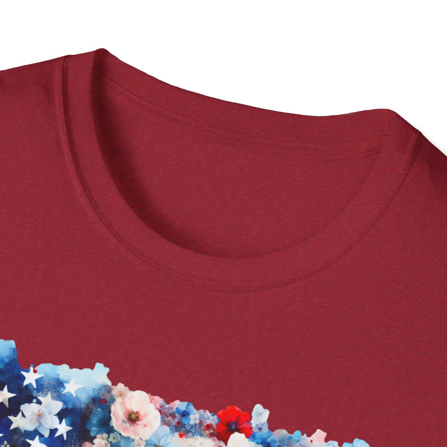 Patriotic Floral Freedom in Full Bloom Unisex Graphic T-Shirt
