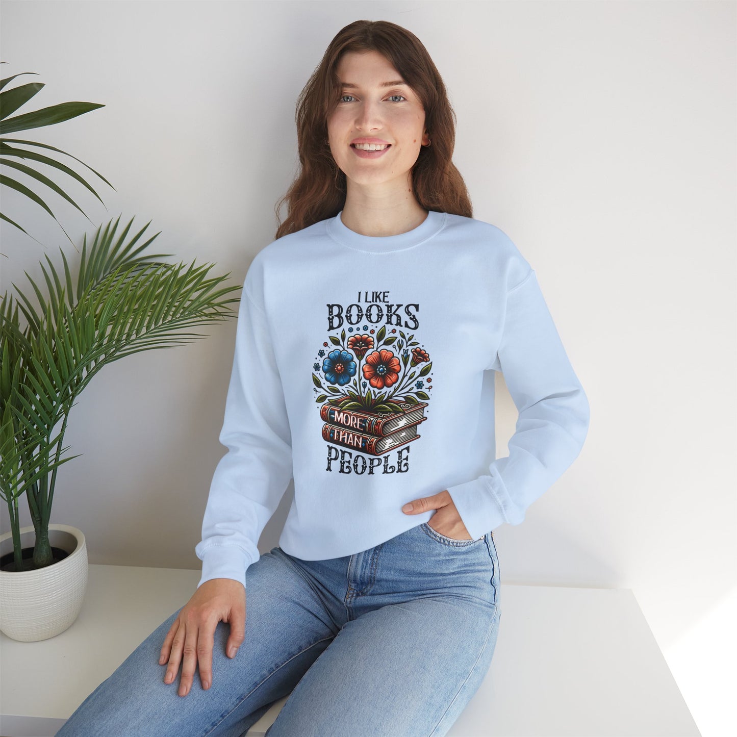Books More Than People Crewneck Sweatshirt
