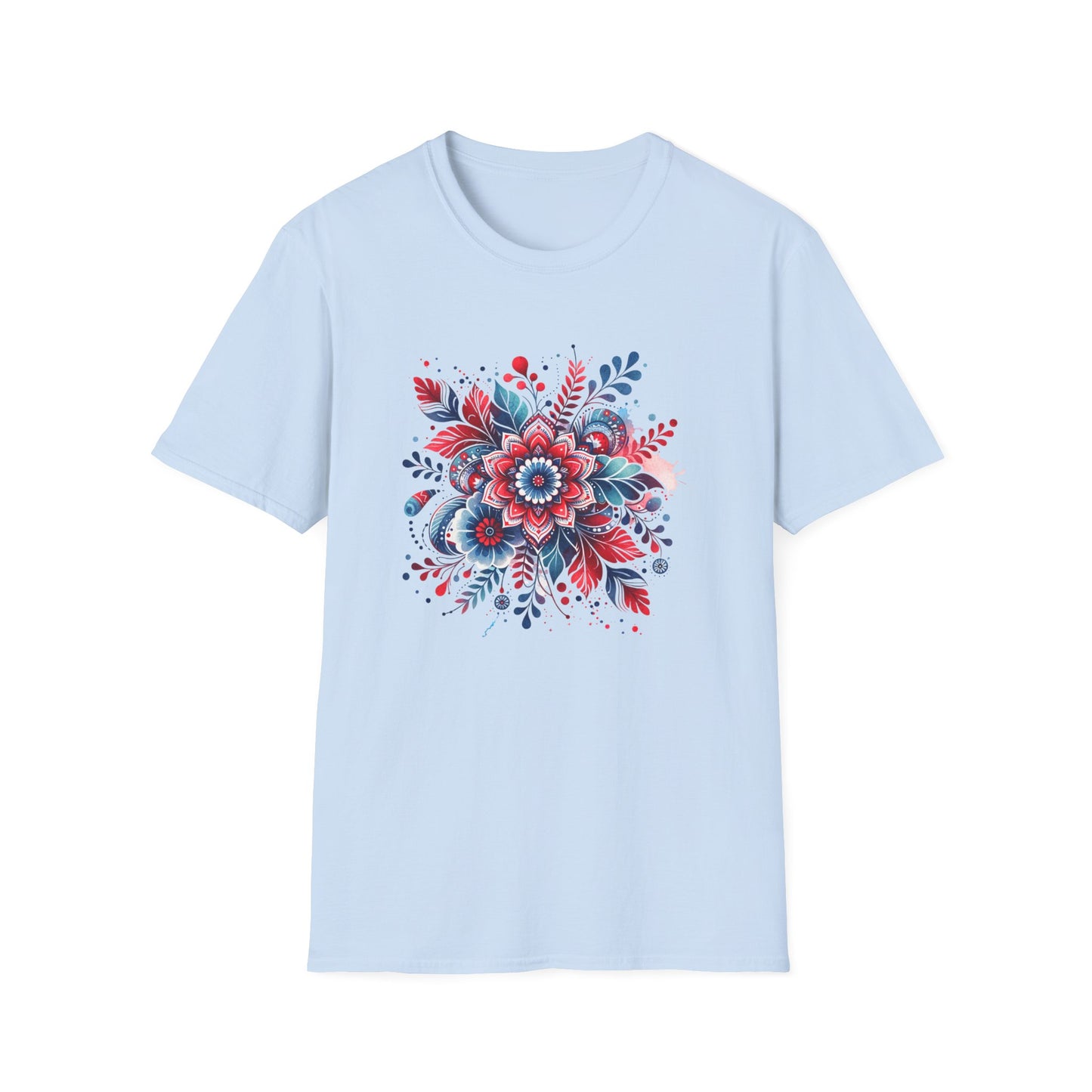 Red White & Bloom Floral Art Patriotic Unisex Graphic T-Shirt