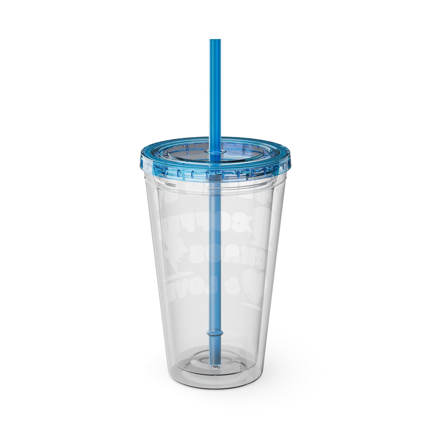 Fueled by Coffee, Chaos & Love 16oz Insulated Tumbler with Straw