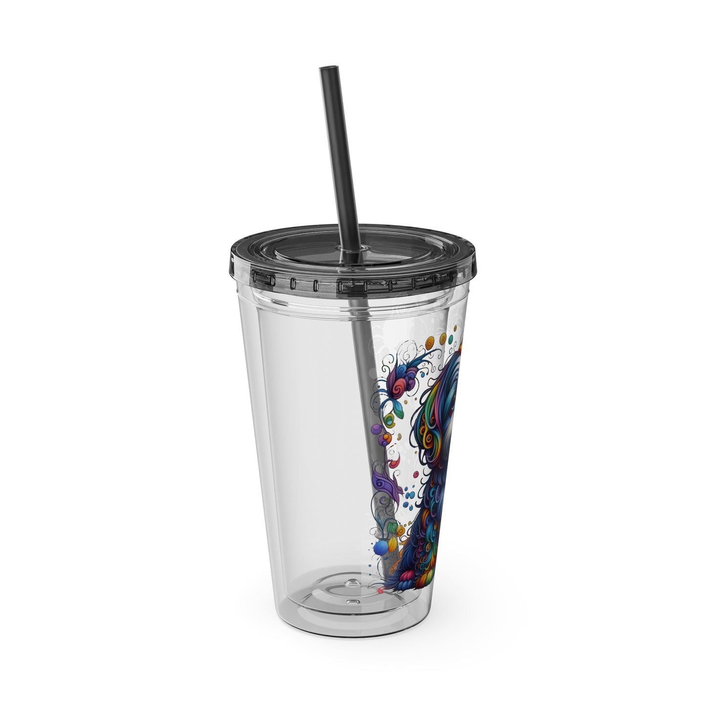 Colorful Shih Tzu 16oz. Insulated Tumbler with Straw