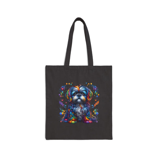 Colorful Shih Tzu Cotton Canvas Tote Bag