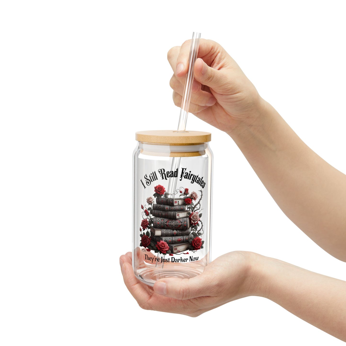 Dark Fairytale 16oz Sipper Glass with Bamboo Lid and Straw