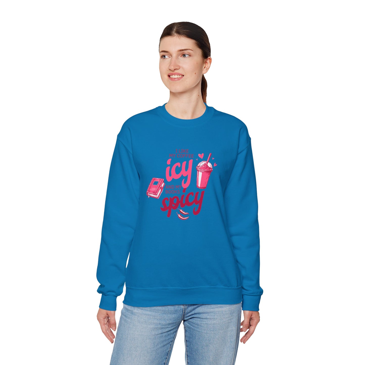 Icy Coffee Spicy Books Unisex Crewneck Sweatshirt