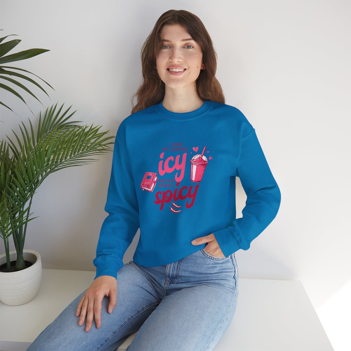 Icy Coffee Spicy Books Unisex Crewneck Sweatshirt