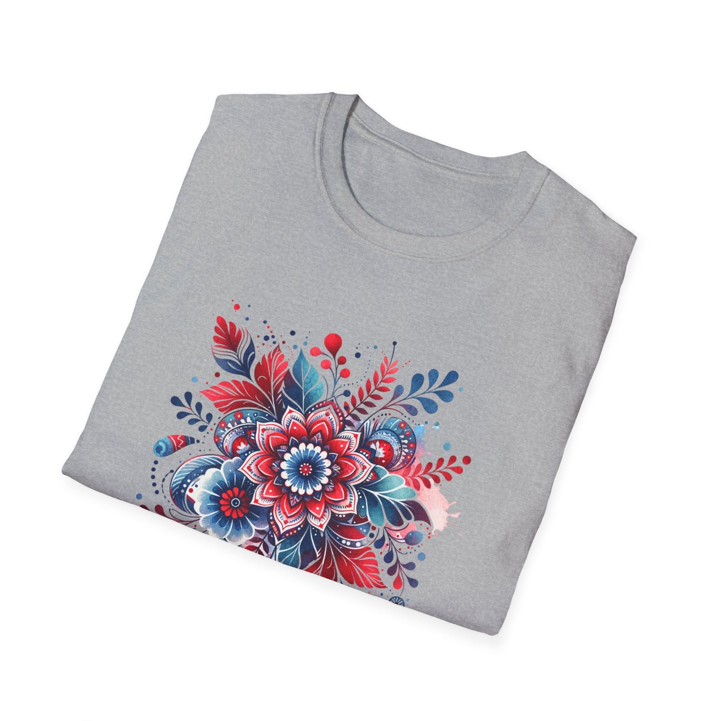 Red White & Bloom Floral Art Patriotic Unisex Graphic T-Shirt