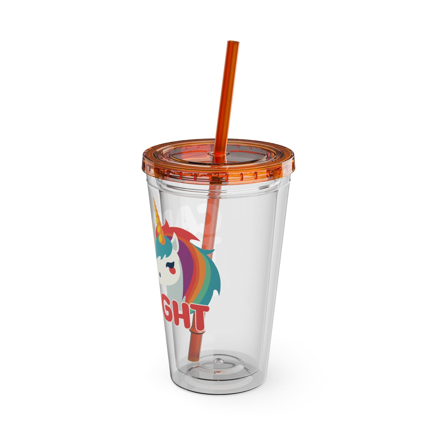 Unicorn Can't Think Straight 16oz. Insulated Tumbler with Straw
