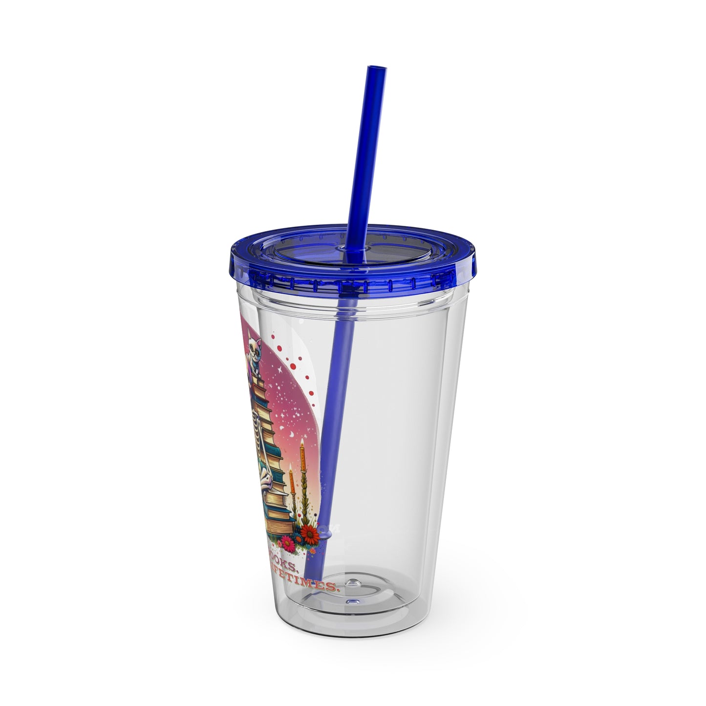 So Many Books 16oz Insulated Tumbler with Straw