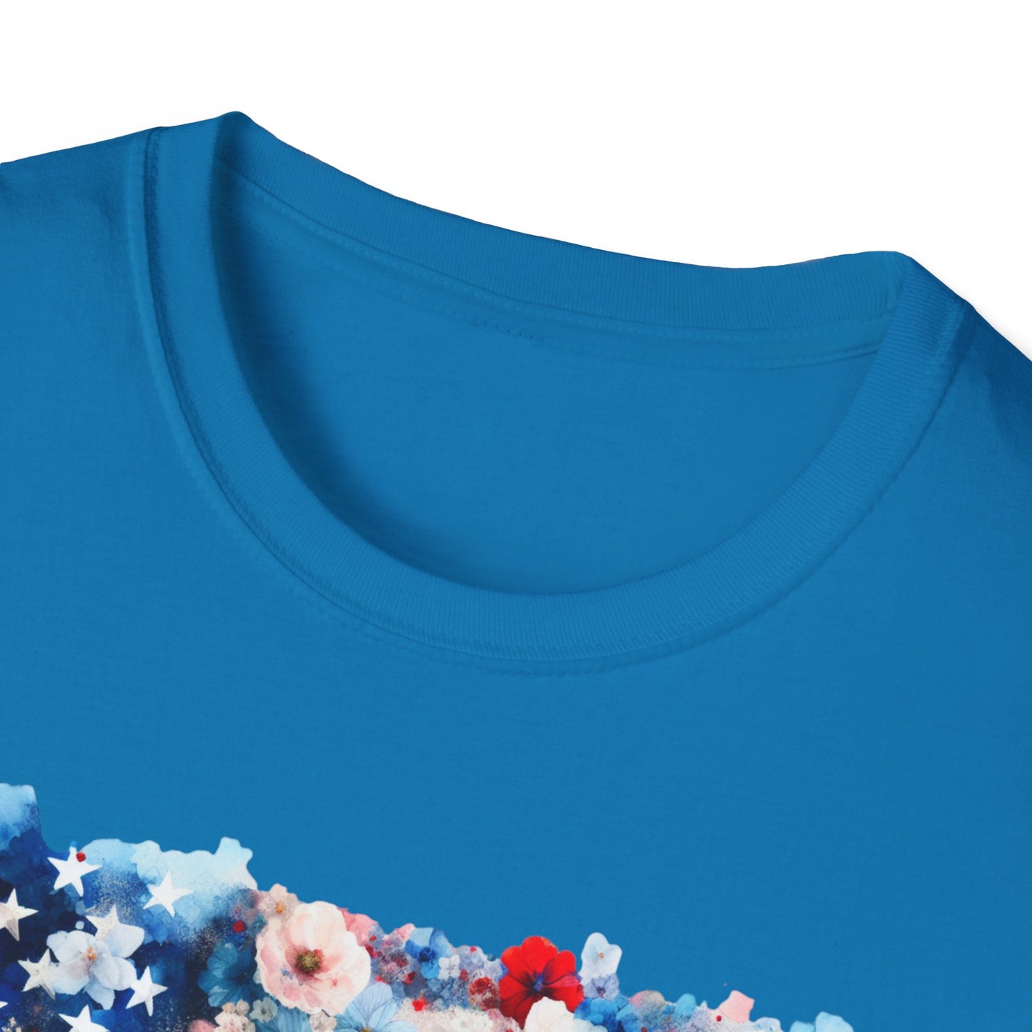 Patriotic Floral Freedom in Full Bloom Unisex Graphic T-Shirt