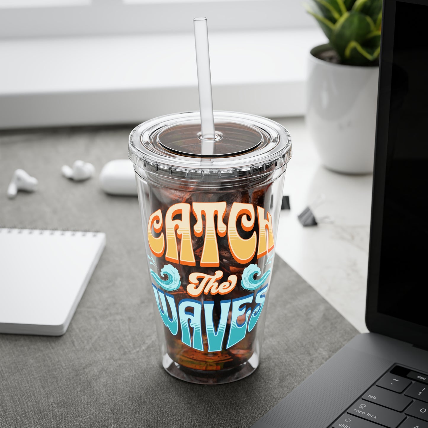 Catch the Waves 16oz Insulated Tumbler with Straw