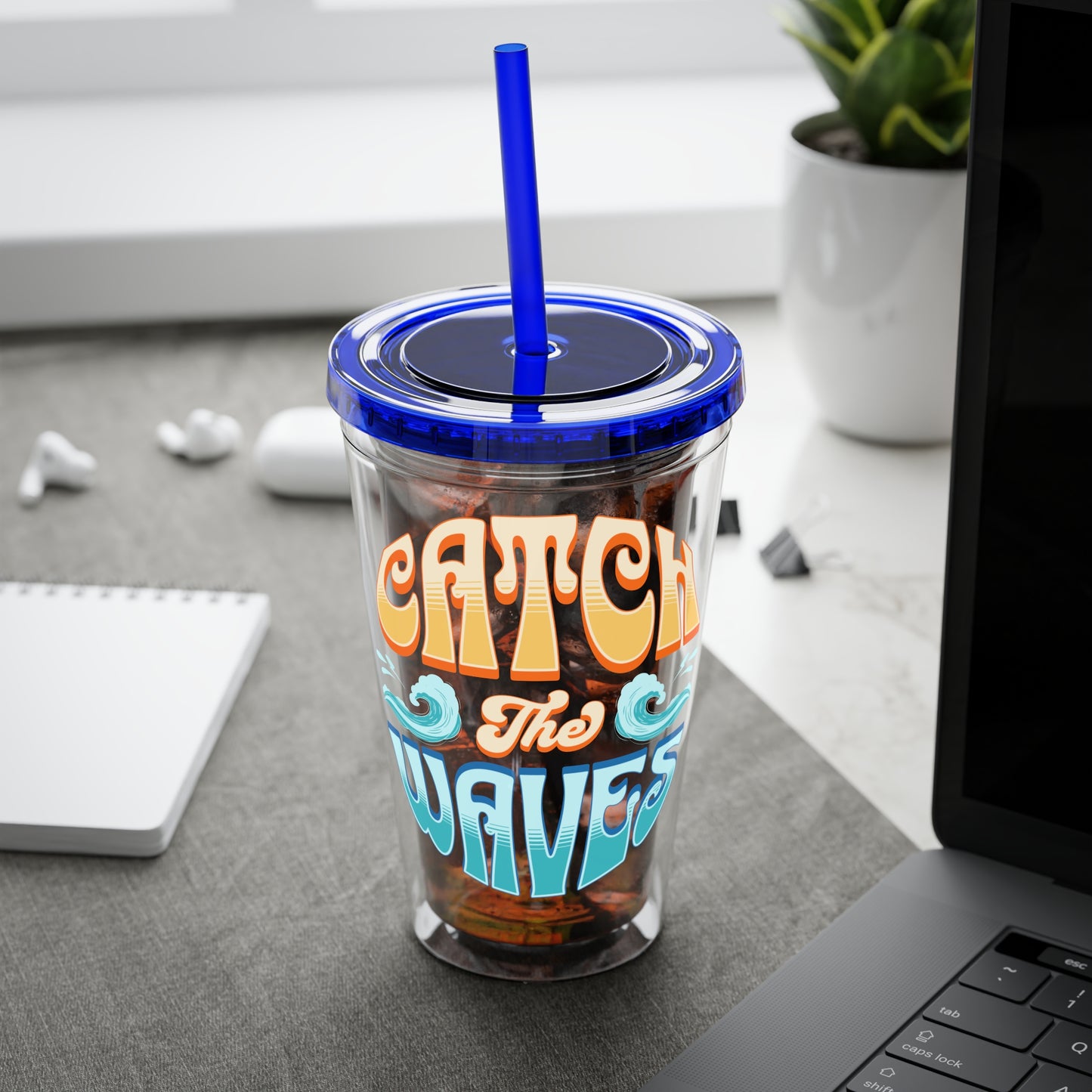Catch the Waves 16oz Insulated Tumbler with Straw