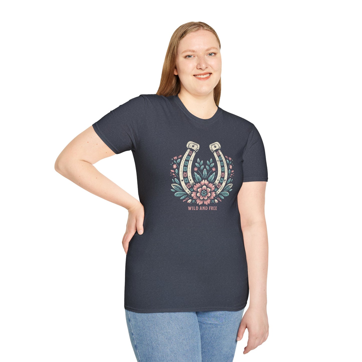 Wild and Free Horseshoe Floral Unisex Graphic T-Shirt