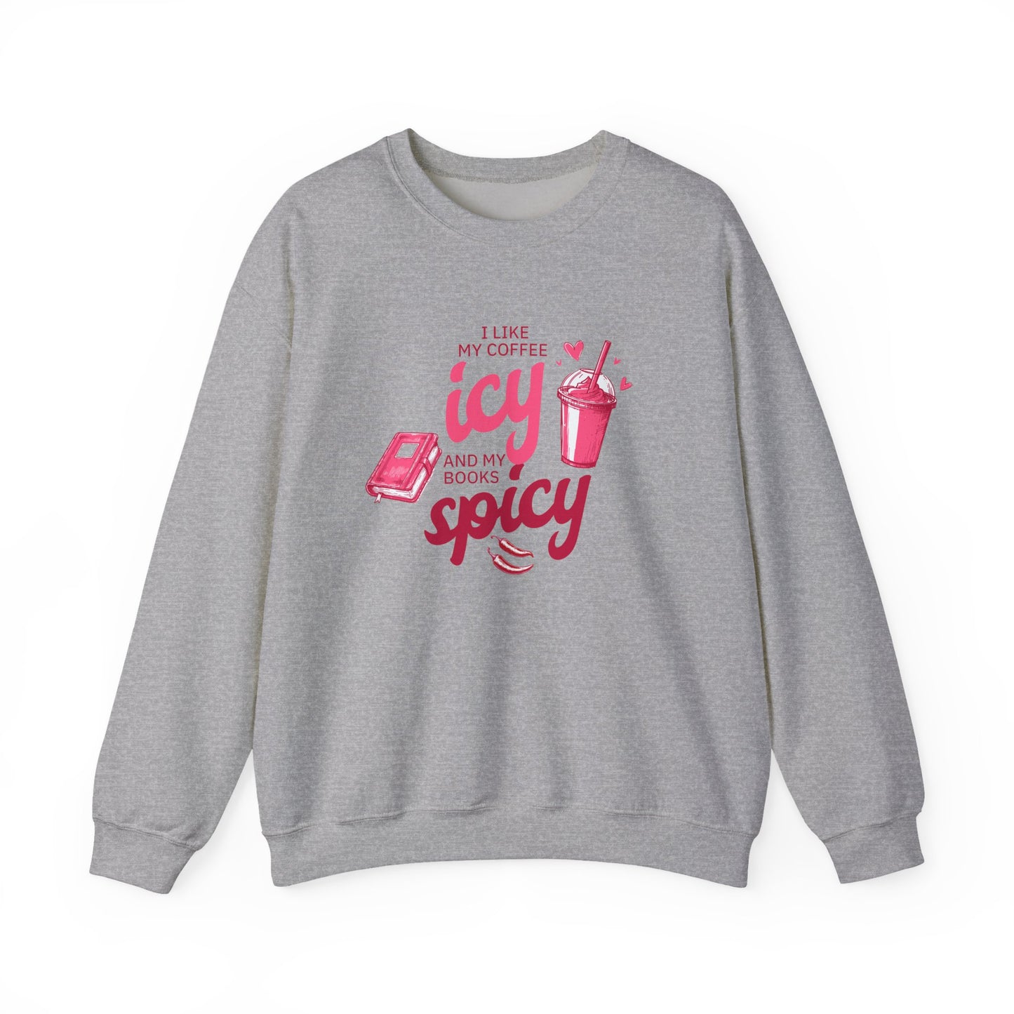 Icy Coffee Spicy Books Unisex Crewneck Sweatshirt