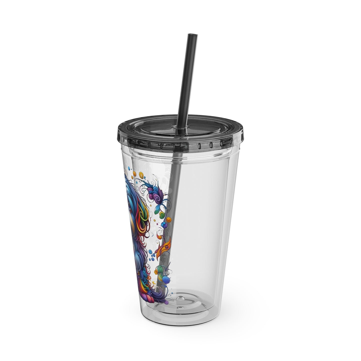 Colorful Shih Tzu 16oz. Insulated Tumbler with Straw
