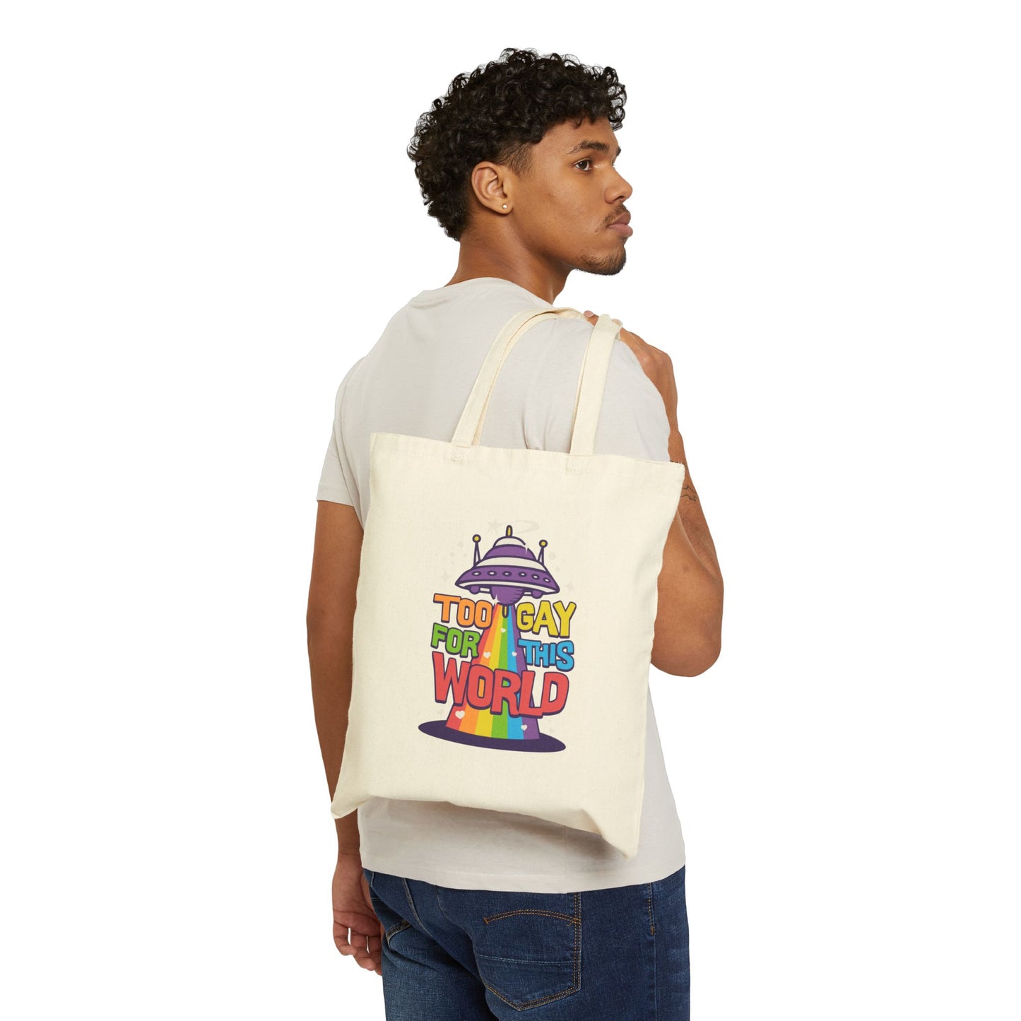 Too Gay for This World Cotton Canvas Tote Bag