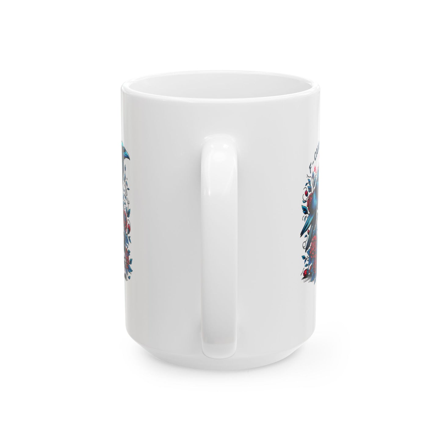 “Caw-Feine” Raven & Skull Ceramic Mug