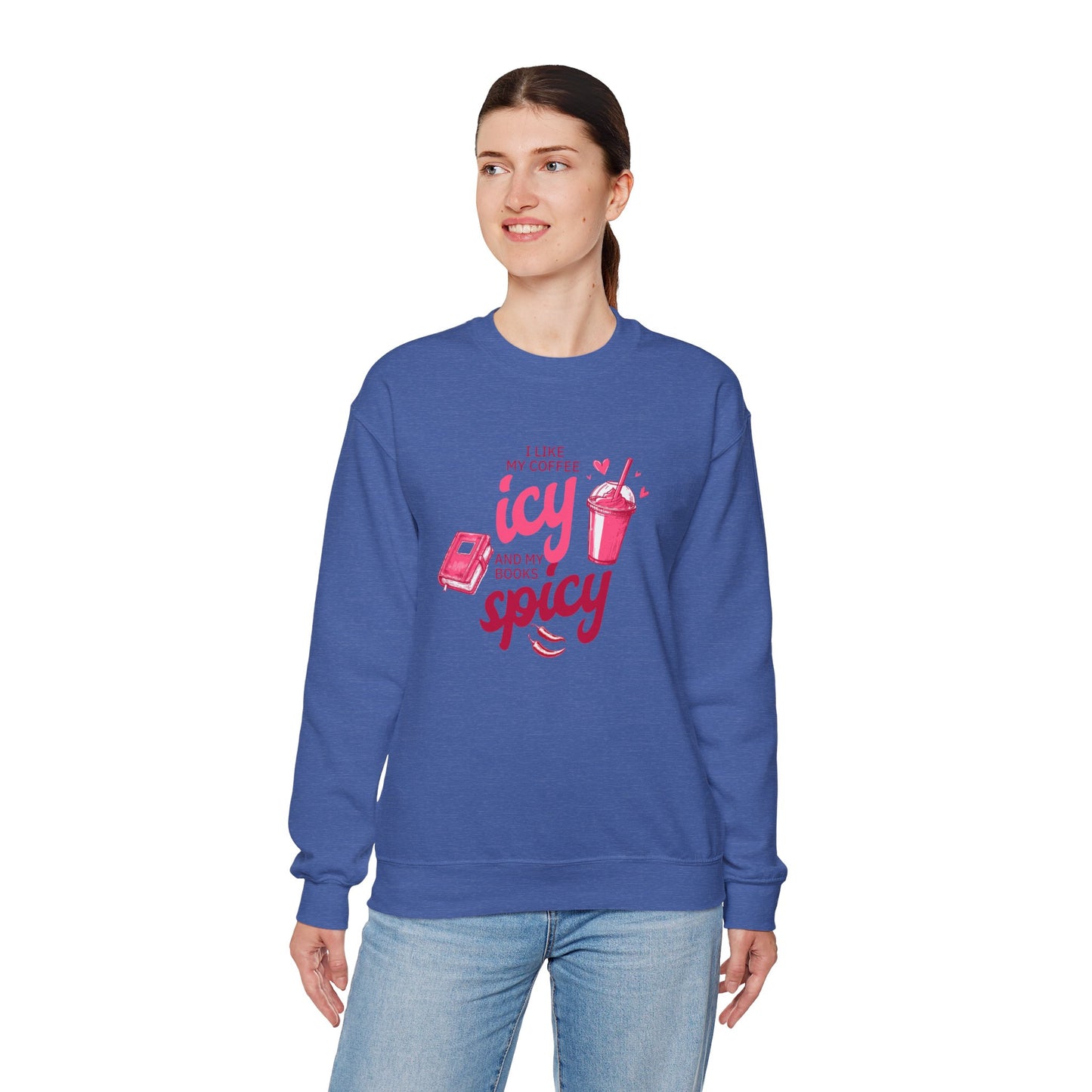 Icy Coffee Spicy Books Unisex Crewneck Sweatshirt
