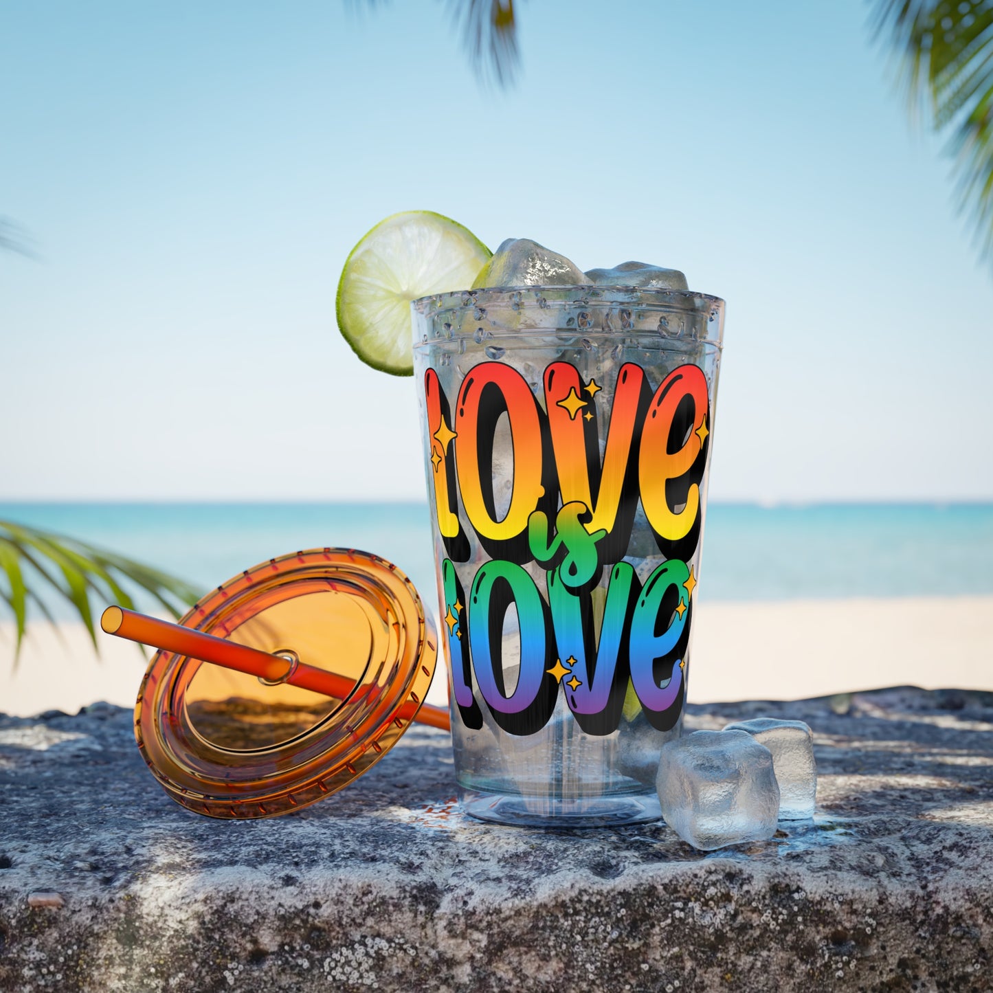 Love is Love Rainbow 16oz. Insulated Tumbler with Straw