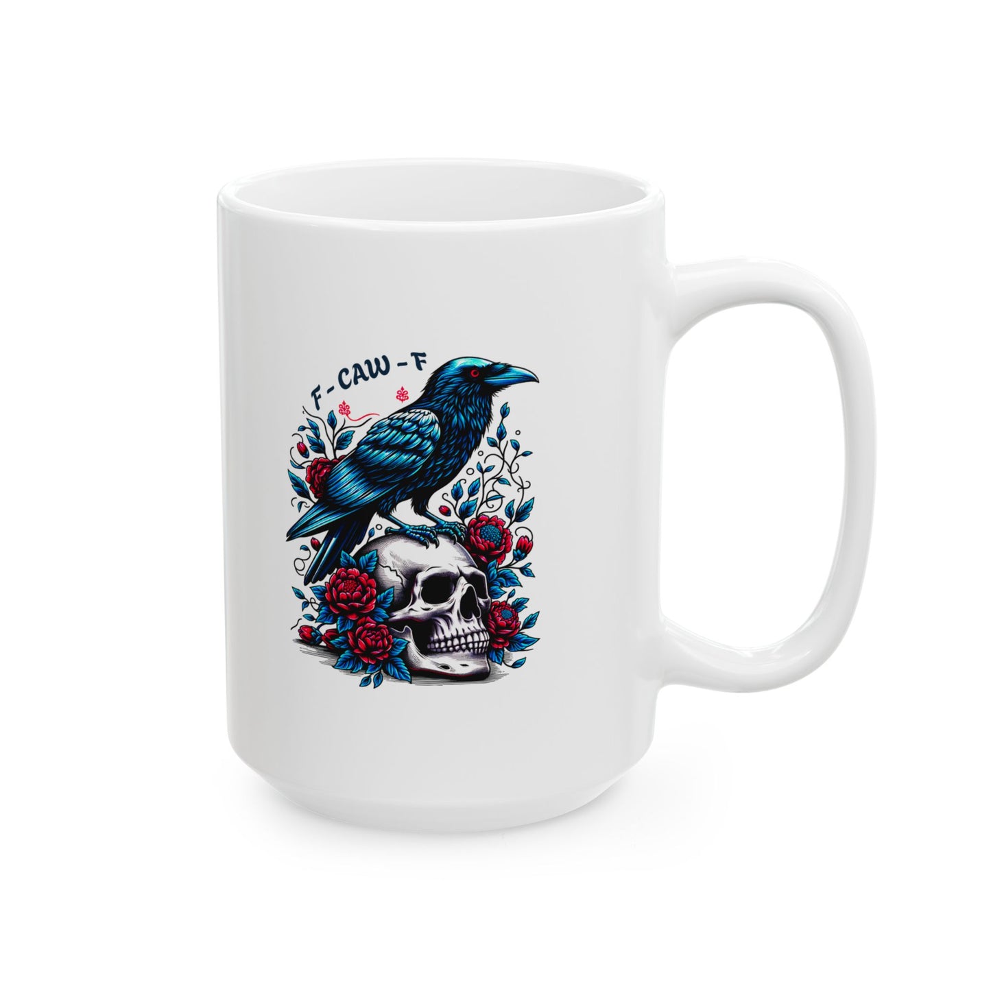 “Caw-Feine” Raven & Skull Ceramic Mug