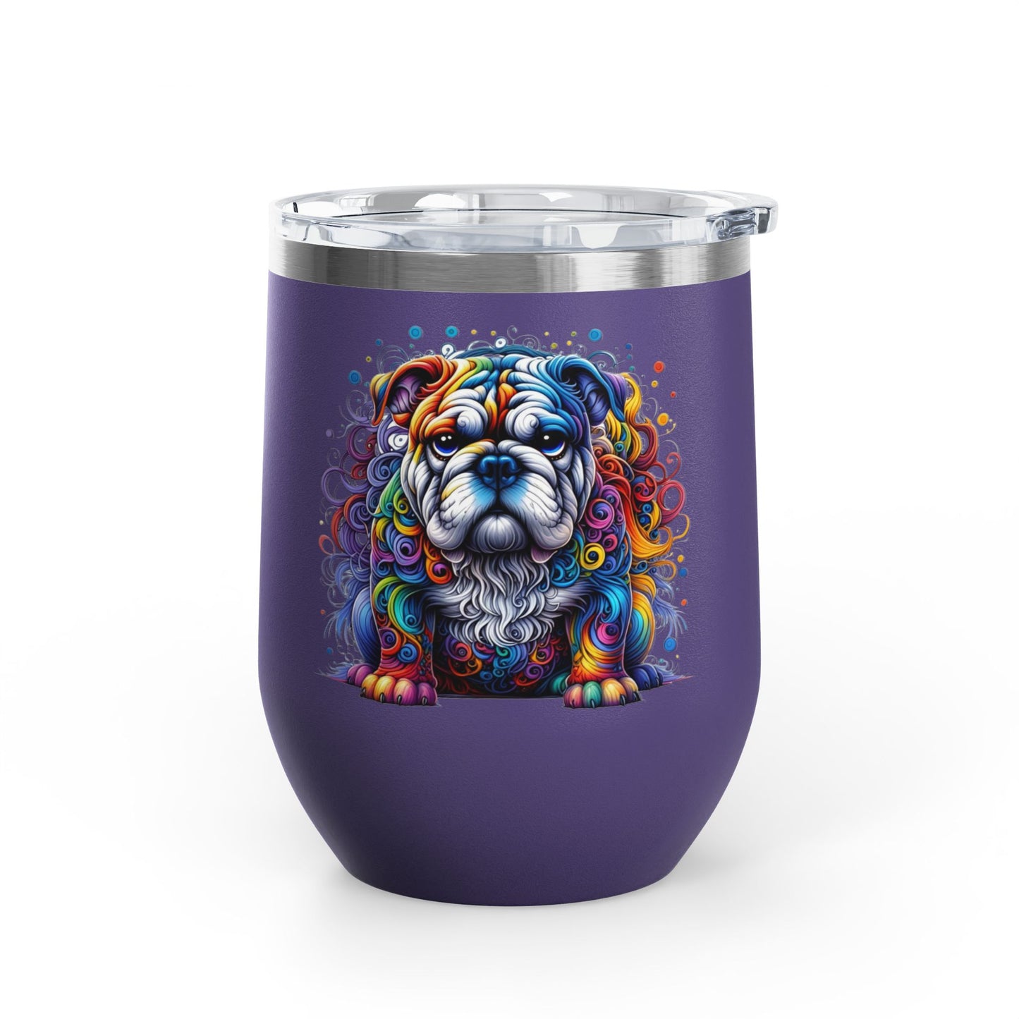 Colorful Bulldog 12oz. Insulated Wine Tumbler